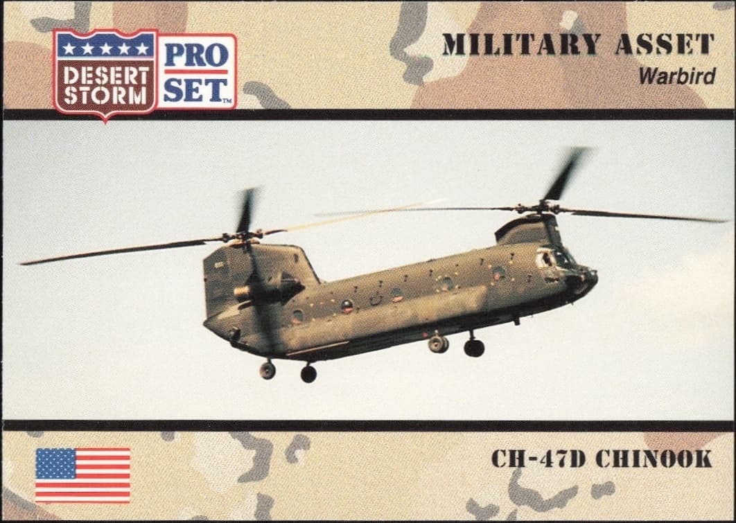1991 Pro Set Desert Storm CH-47D Chinnok #245 military trading card front
