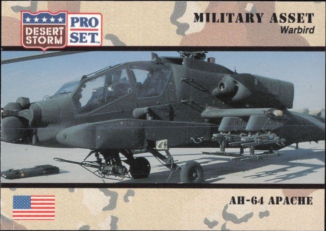 1991 Pro Set Desert Storm AH-64 Apache #239 military trading card front
