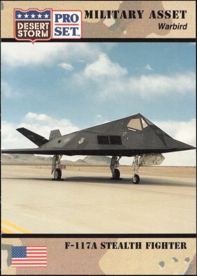 1991 Pro Set Desert Storm F-11&A Stealth Fighter #233 military trading card front