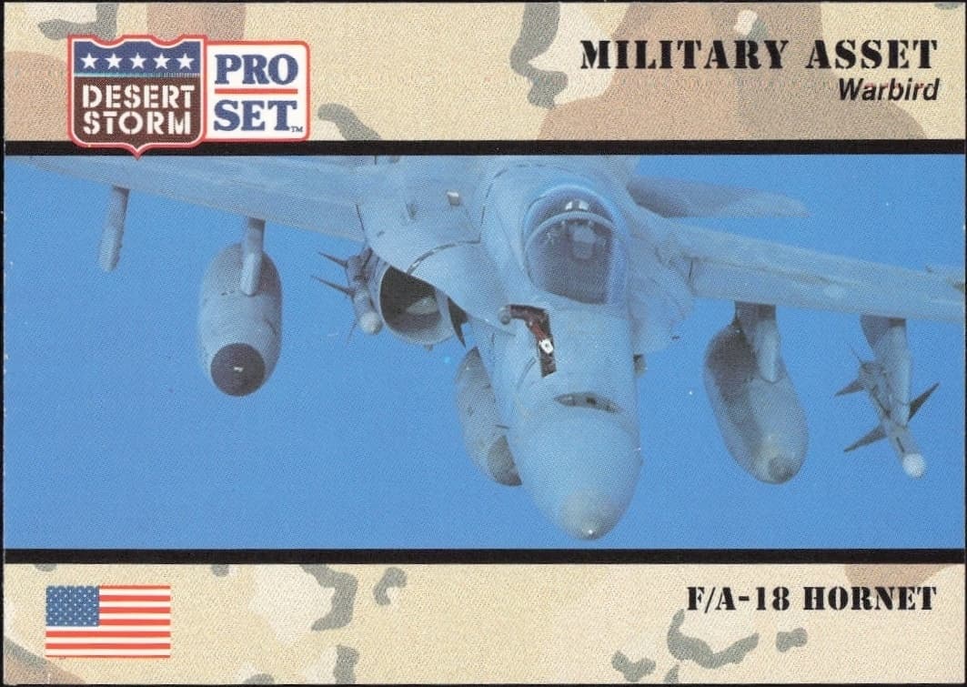 1991 Pro Set Desert Storm F/A-18 Hornet #225 military trading card front
