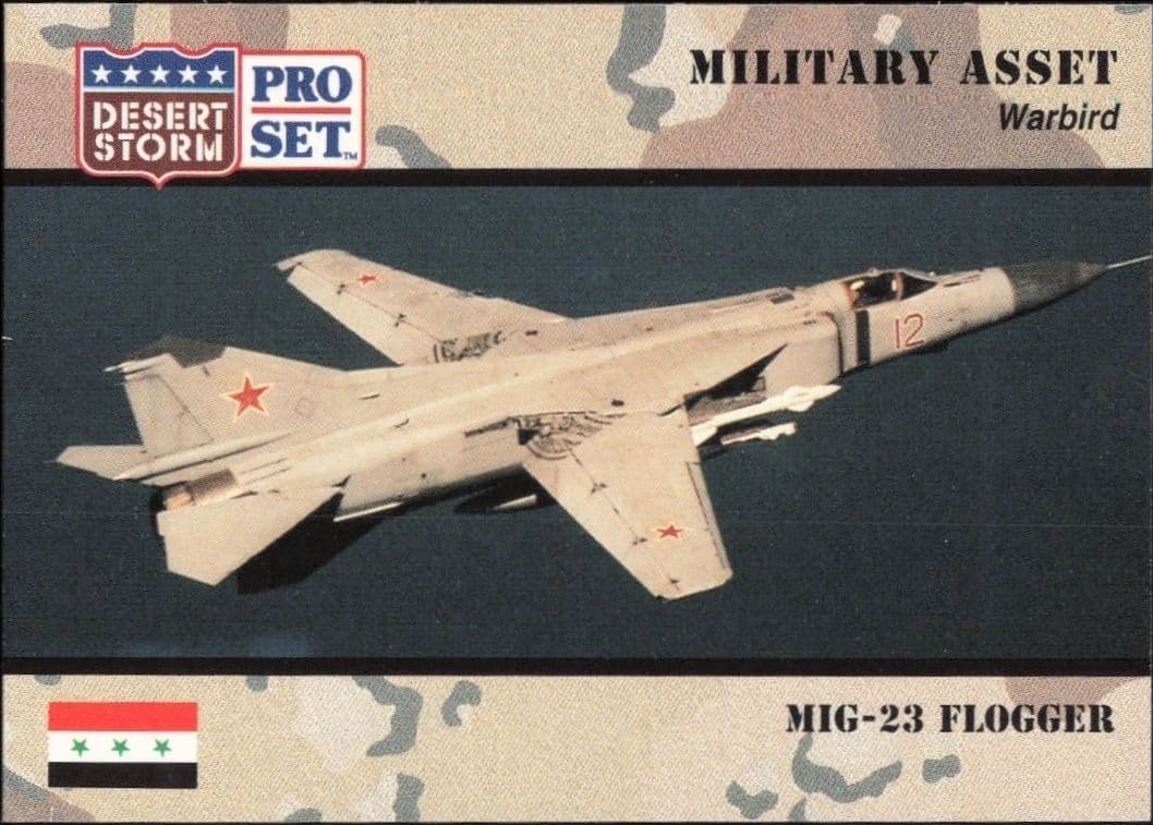 1991 Pro Set Desert Storm MIG-23 Flogger #228 military trading card front