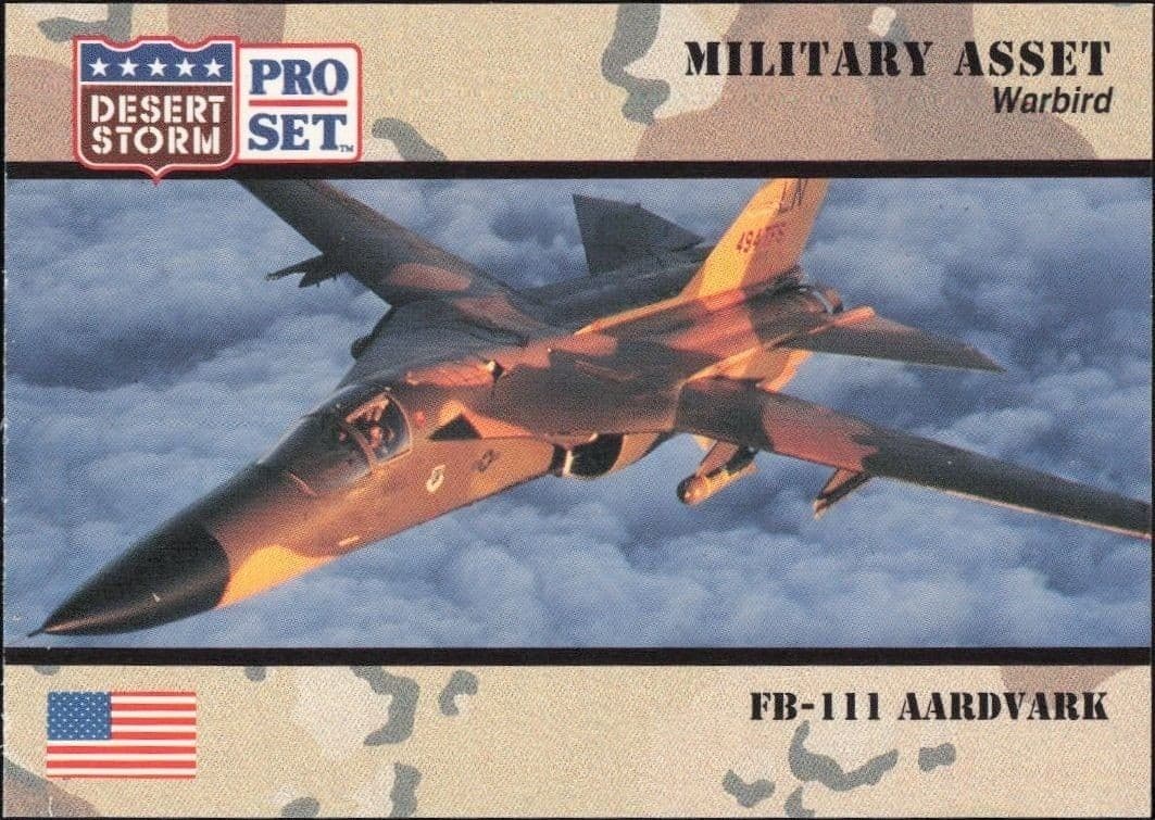 1991 Pro Set Desert Storm FB-111 Aardvark #220 military trading card front