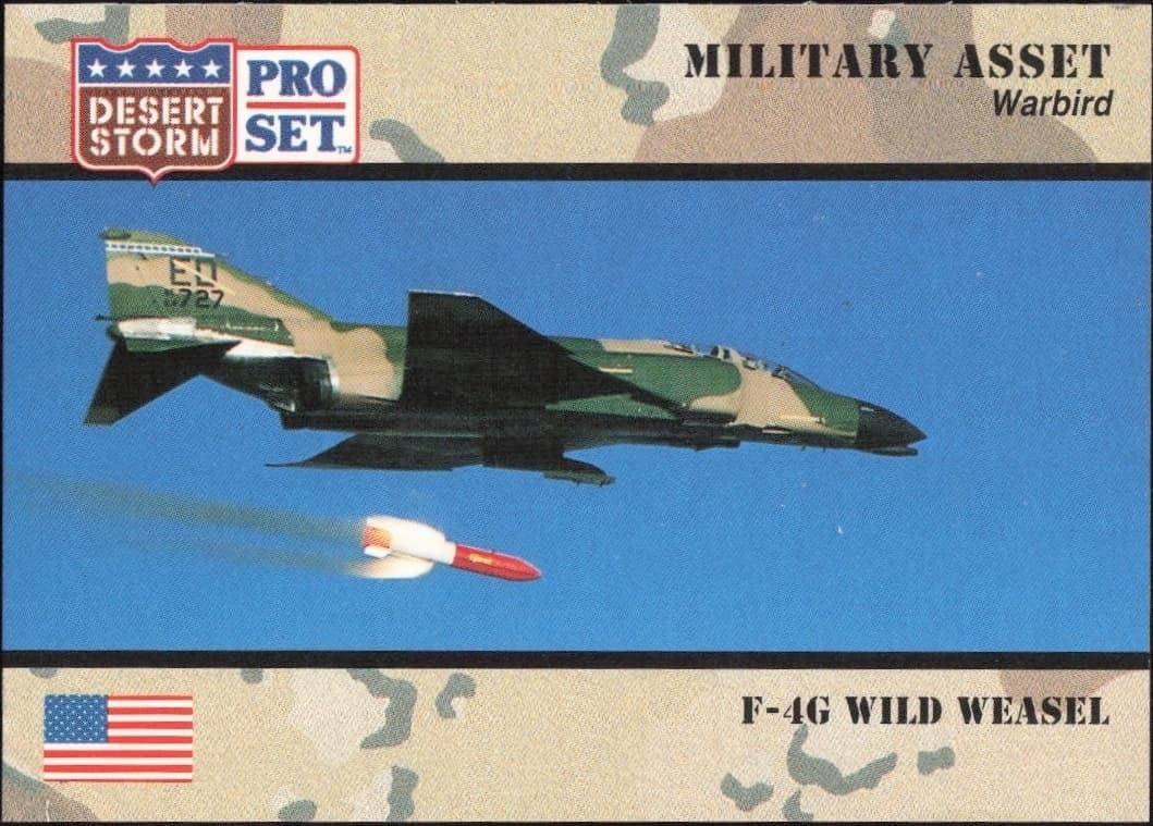 1991 Pro Set Desert Storm F-4G Wild Weasel #224 military trading card front