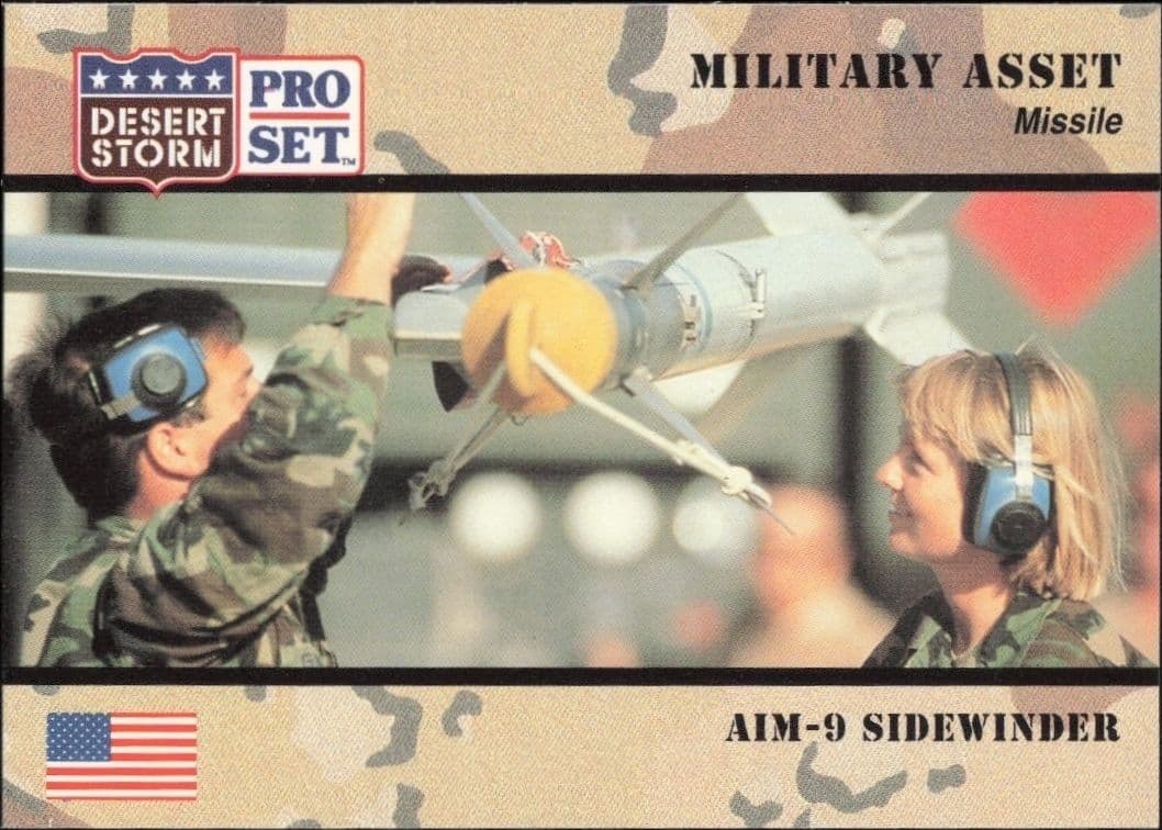 1991 Pro Set Desert Storm AIM-9 Sidewinder #217 military trading card front