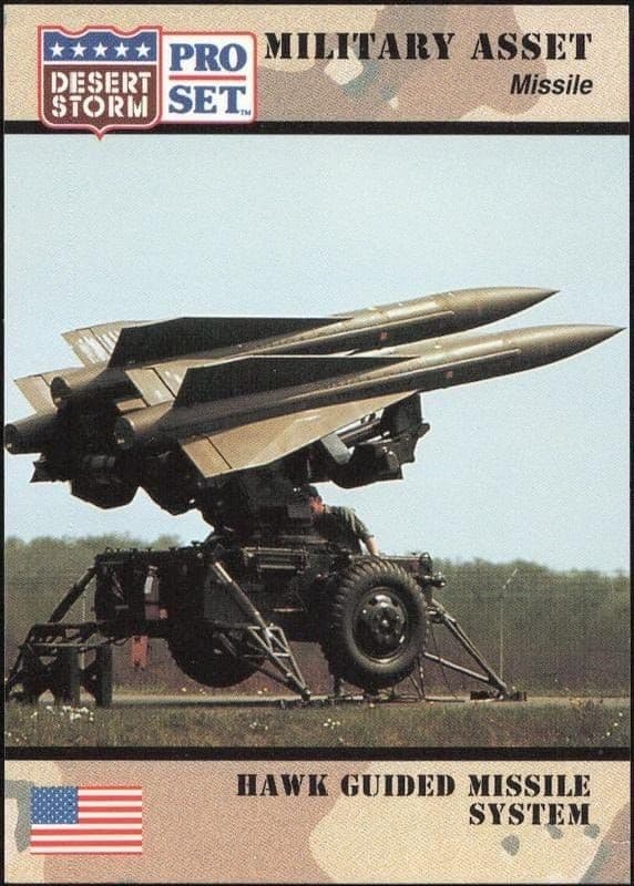1991 Pro Set Desert Storm Hawk Guided Missile System #213 military trading card front