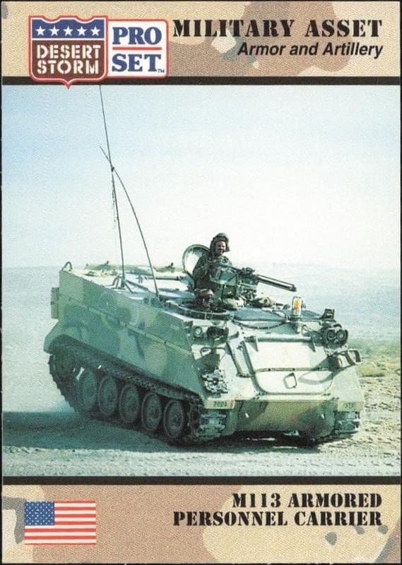 1991 Pro Set Desert Storm M113 Armored Personnel Carrier #206 military trading card front