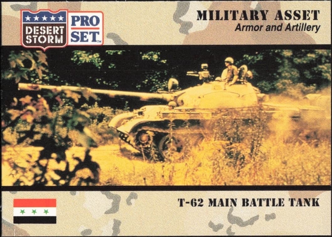 1991 Pro Set Desert Storm T-62 Main Battle Tank #200 military trading card front