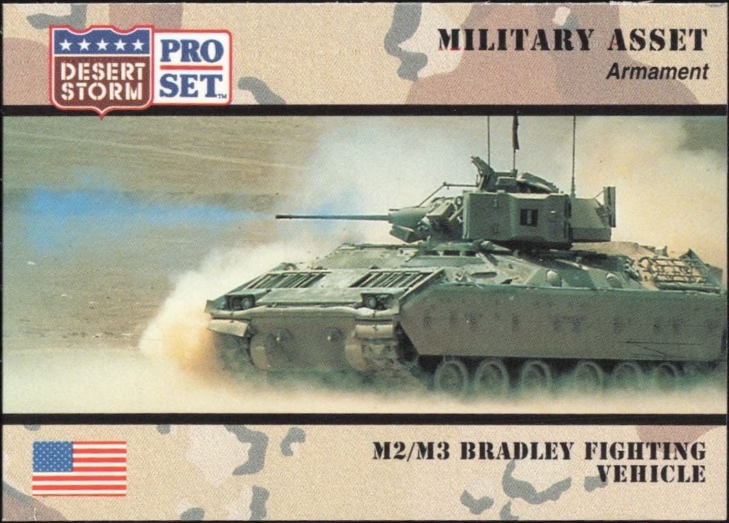 1991 Pro Set Desert Storm M2/M3 Bradley Fighting Vehicle #199 military trading card front