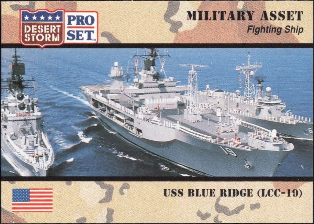 1991 Pro Set Desert Storm USS Blue Ridge (LLC-19) #176 military trading card front