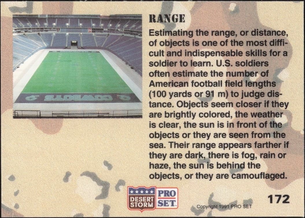 1991 Pro Set Desert Storm Range #172 military trading card back