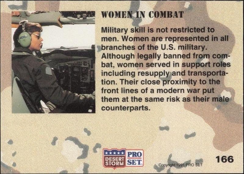 1991 Pro Set Desert Storm Women In Combat #166 military trading card back