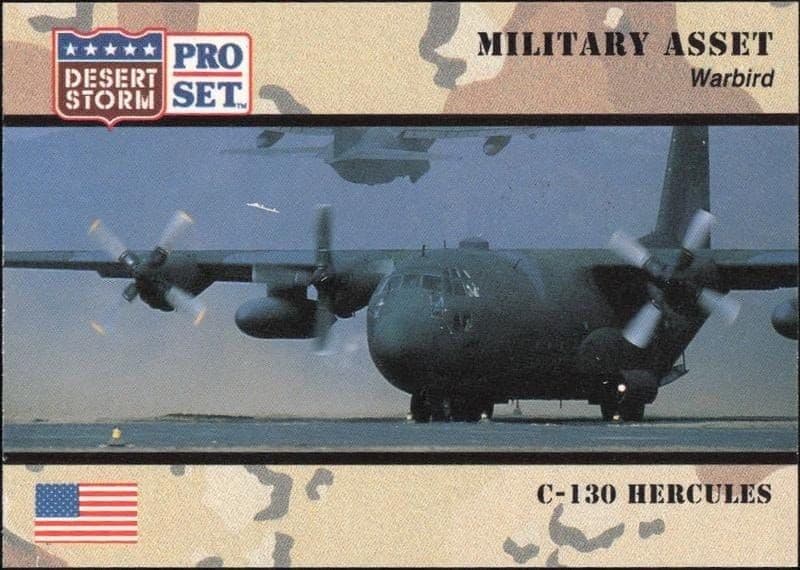 1991 Pro Set Desert Storm C-130 Hercules #142 military trading card front