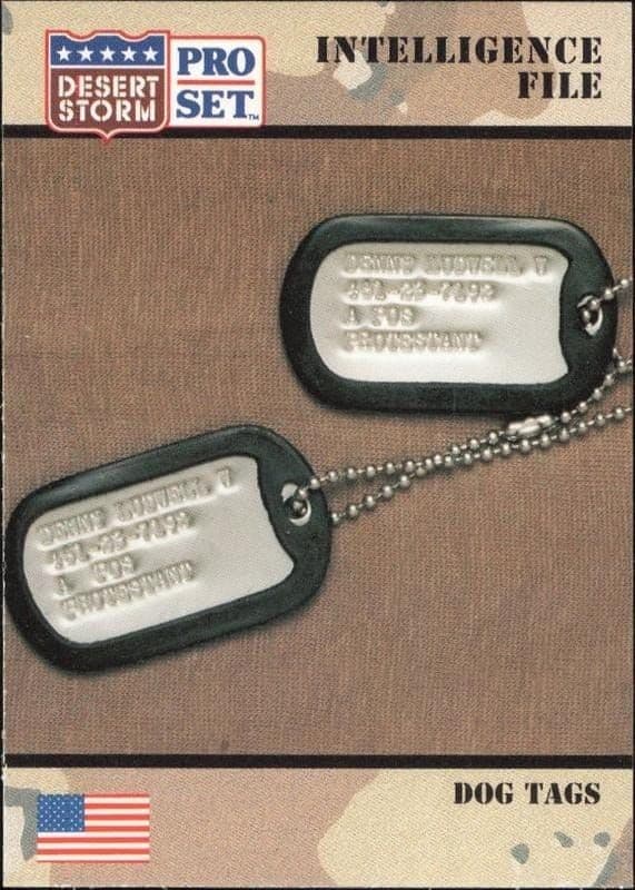 1991 Pro Set Desert Storm Dog Tags #135 military trading card front