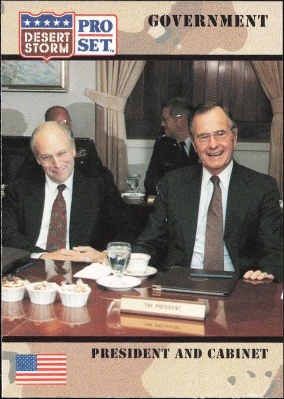 1991 Pro Set Desert Storm President And Cabinet #111 military trading card front