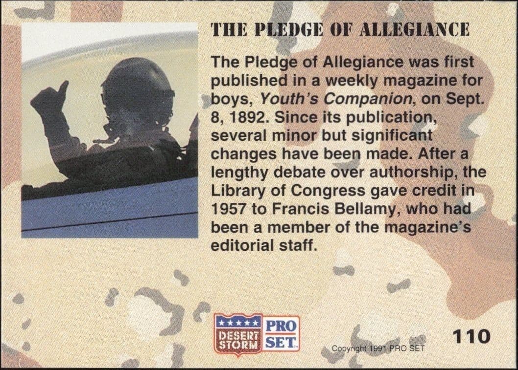 1991 Pro Set Desert Storm The Pledge OF Allegiance #110 military trading card back