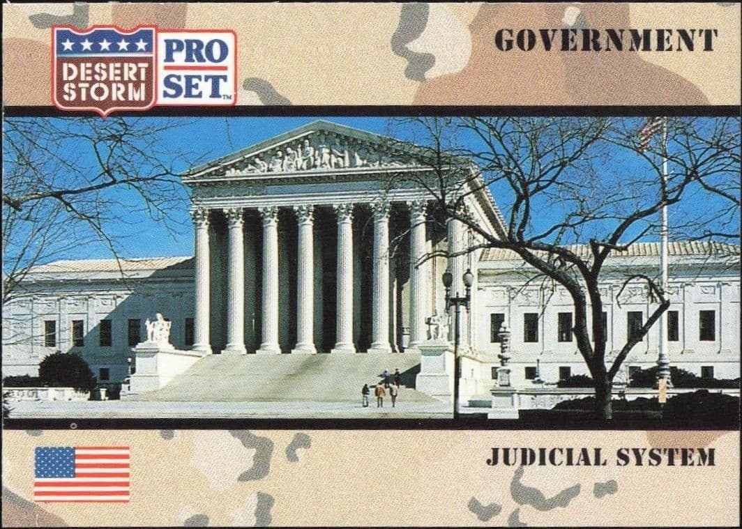 1991 Pro Set Desert Storm Judicial System #107 military trading card front