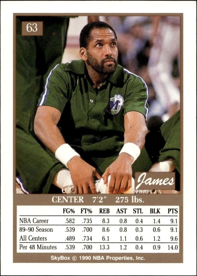 1990-91 Skybox James Donaldson #63 basketball trading card back