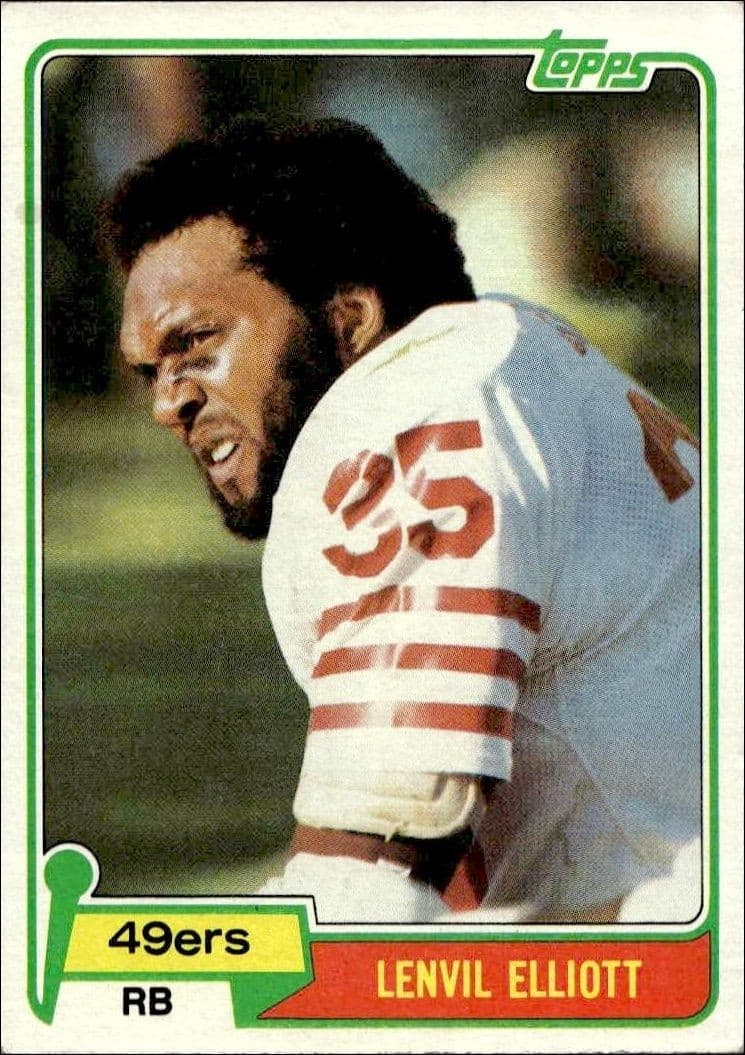 1981 Topps Lenvil Elliott #182 football trading card front