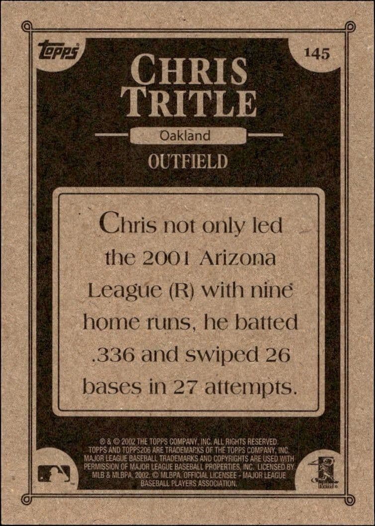 2002 Topps 206 Chris Tritle #145 baseball trading card back