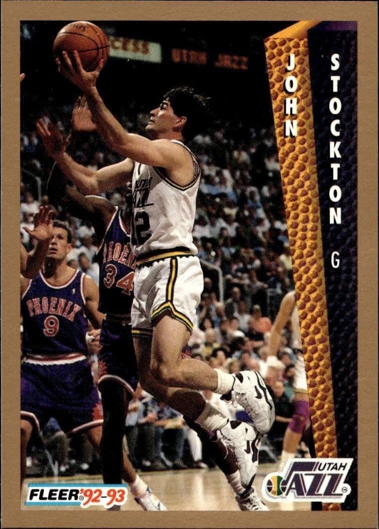 1992 Fleer John Stockton #227 basketball trading card front