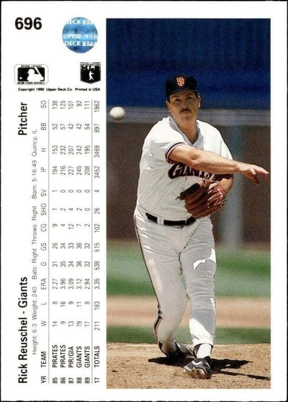 1990 Upper Deck Rick Reuschel #696 baseball trading card back