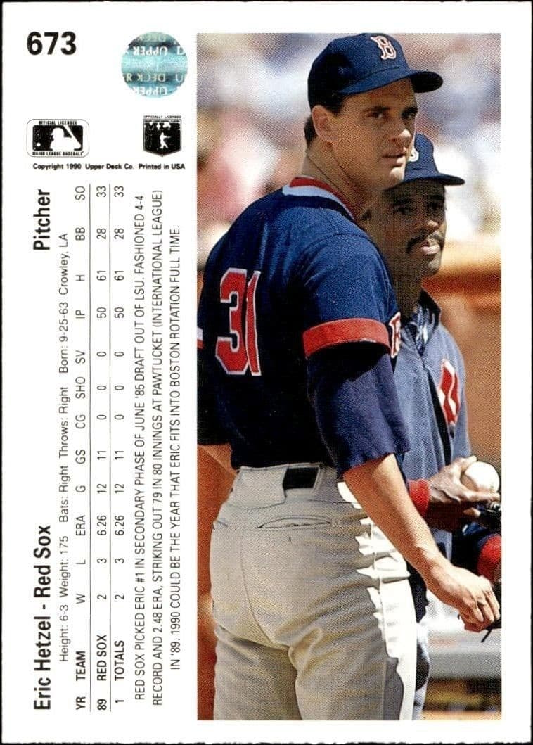 1990 Upper Deck Eric Hetzel #673 baseball trading card back