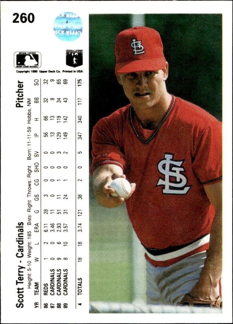 1990 Upper Deck Scott Terry #260 baseball trading card back