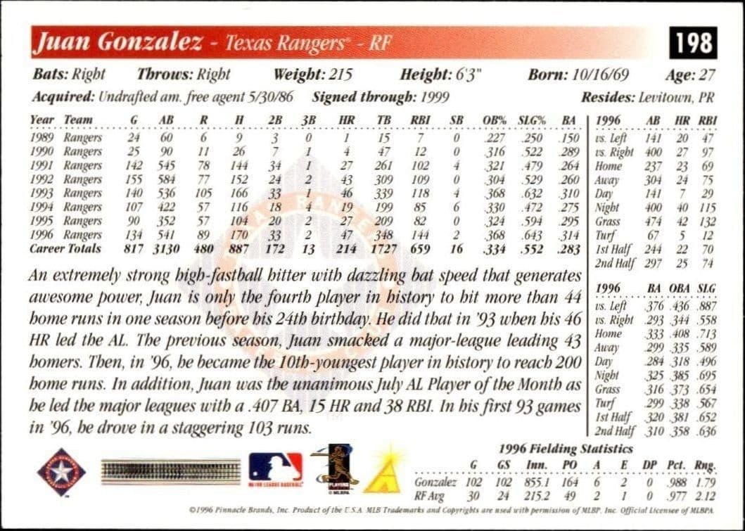 1997 Pinnacle Score Chad Curtis #11 baseball trading card back