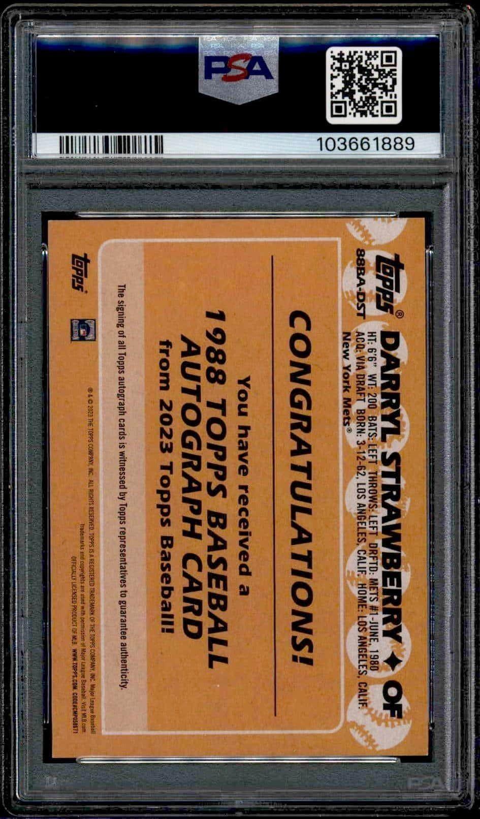 2023 Topps Update Darryl Strawberry #88BA-DST baseball trading card back