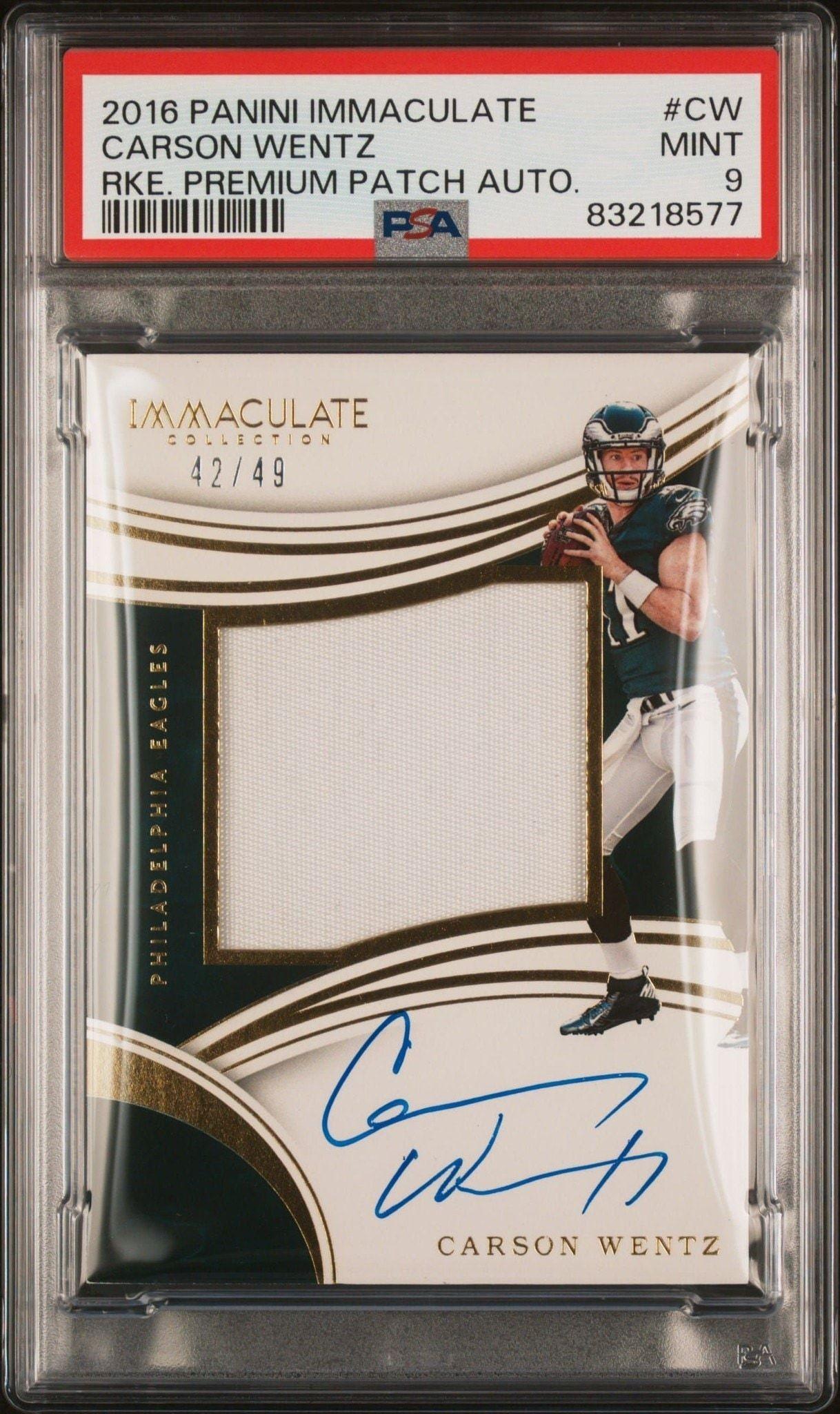 2016 Panini Immaculate Carson Wentz #CW trading card