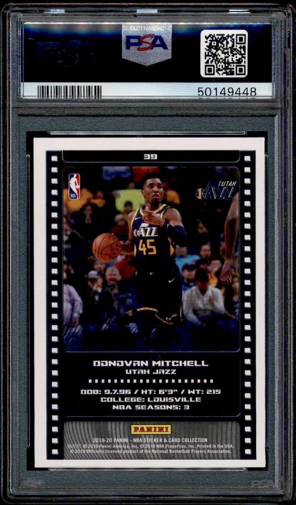 2019-20 Panini Sticker & Card Donovan Mitchell #39 basketball trading card back