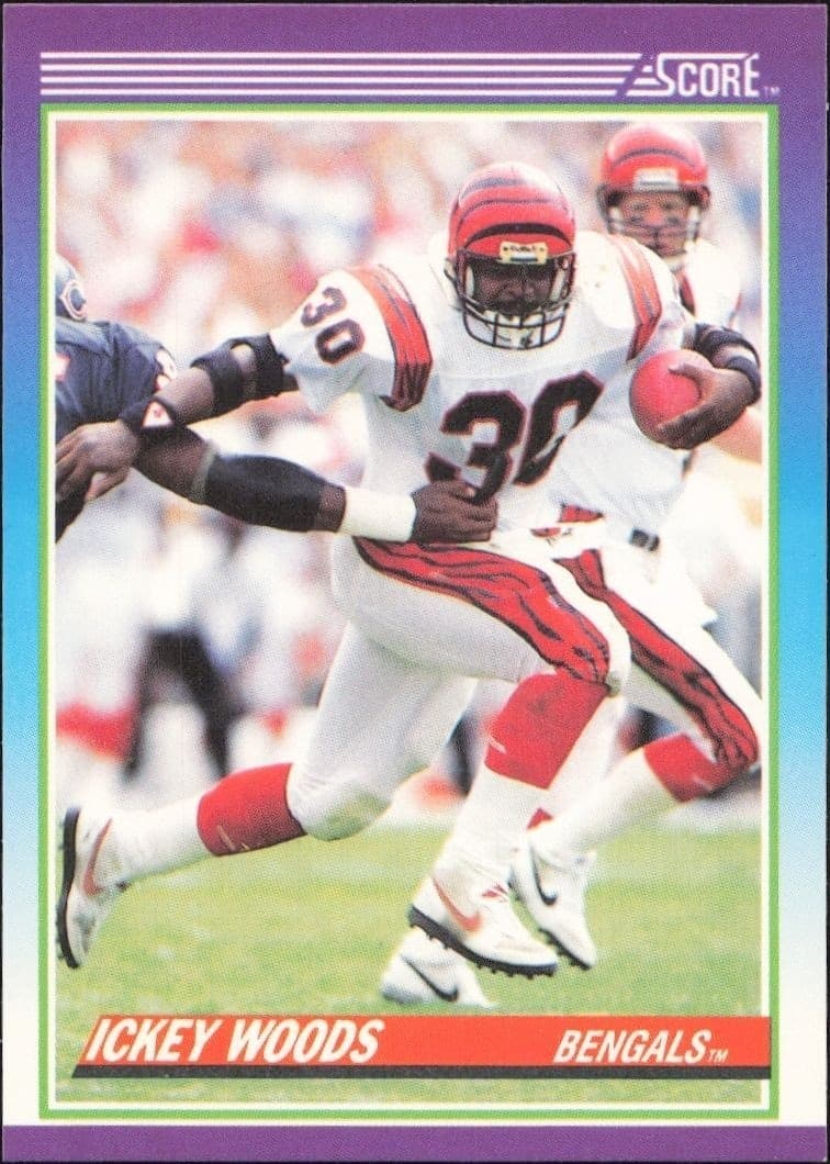 1990 Score Ickey Woods #130 football trading card front
