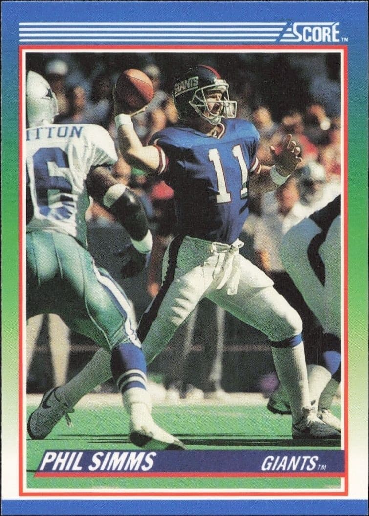 1990 Score Phil Simms #5 football trading card front