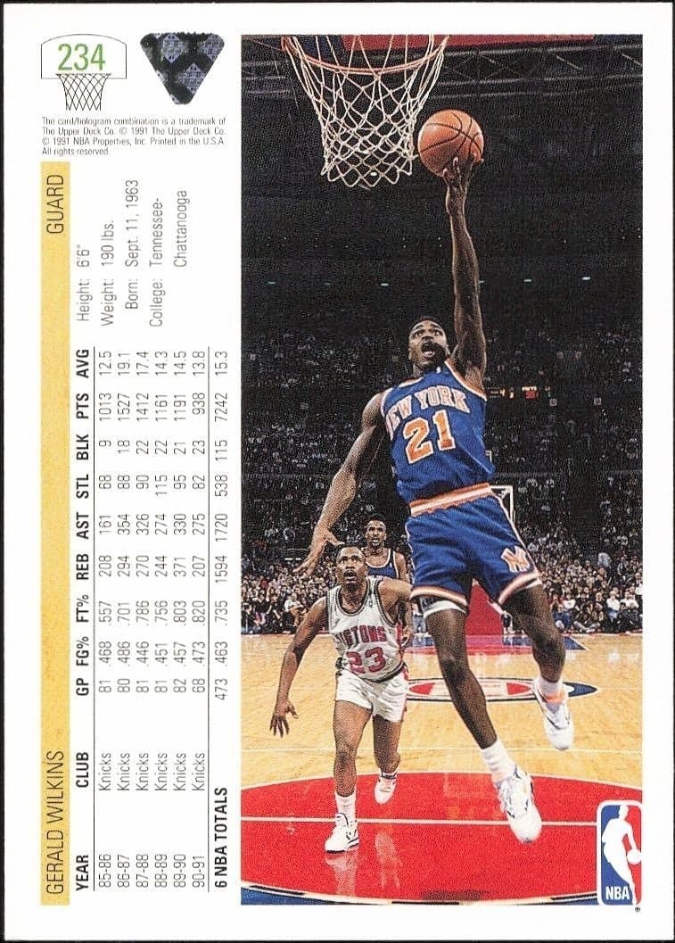 1991-92 Upper Deck Gerald Wilkins #234 basketball trading card back