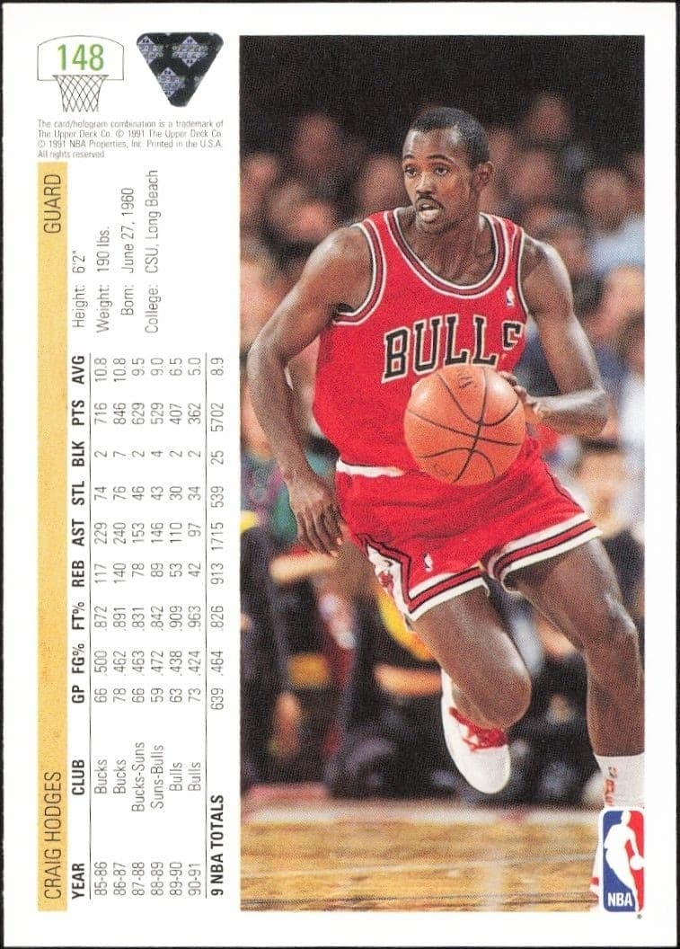 1991-92 Upper Deck Craig Hodges #148 basketball trading card back