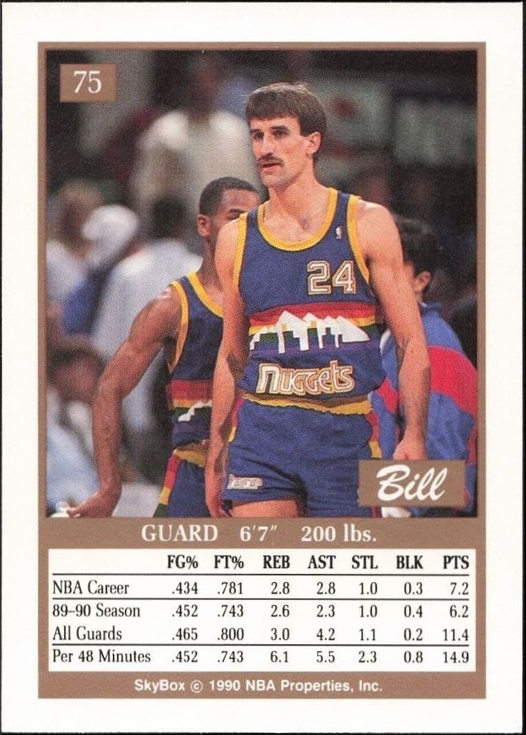1990-91 Skybox Bill Hanzlik #75 basketball trading card back