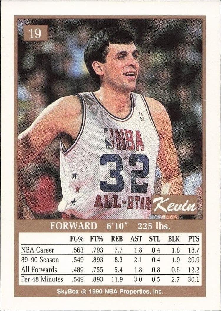 1990-91 Skybox Kevin McHale #19 basketball trading card back