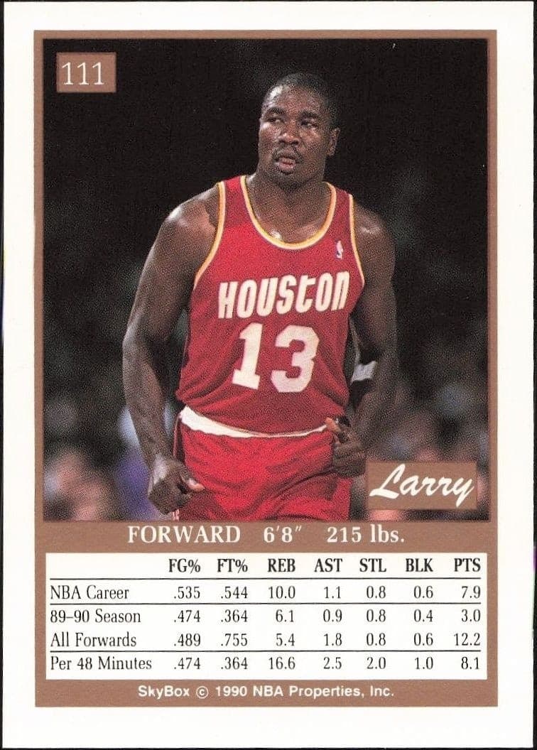 1990-91 Skybox Larry Smith #111 basketball trading card back