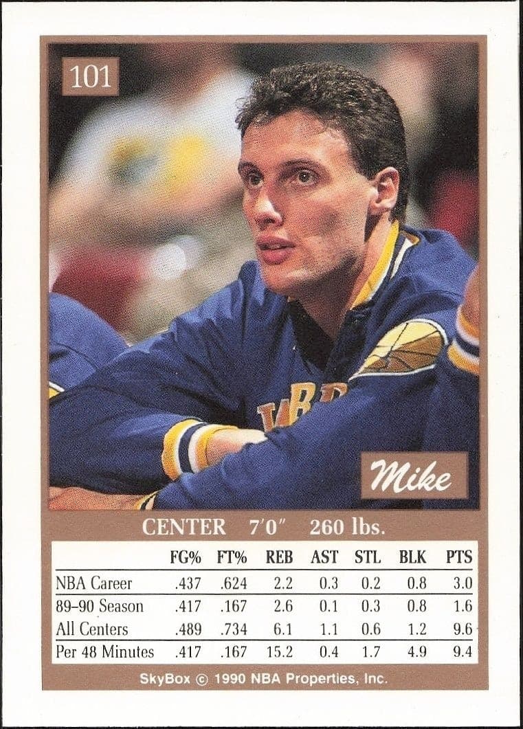 1990-91 Skybox Mike Smrek #101 basketball trading card back