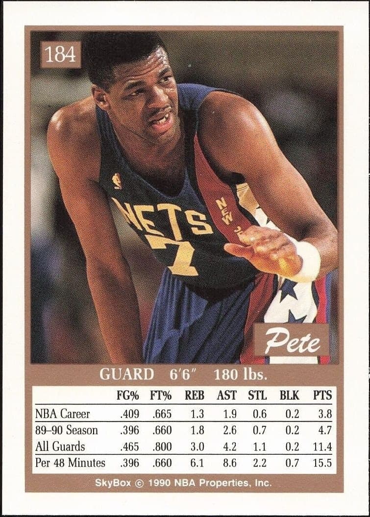 1990-91 Skybox Pete Myers #184 basketball trading card back