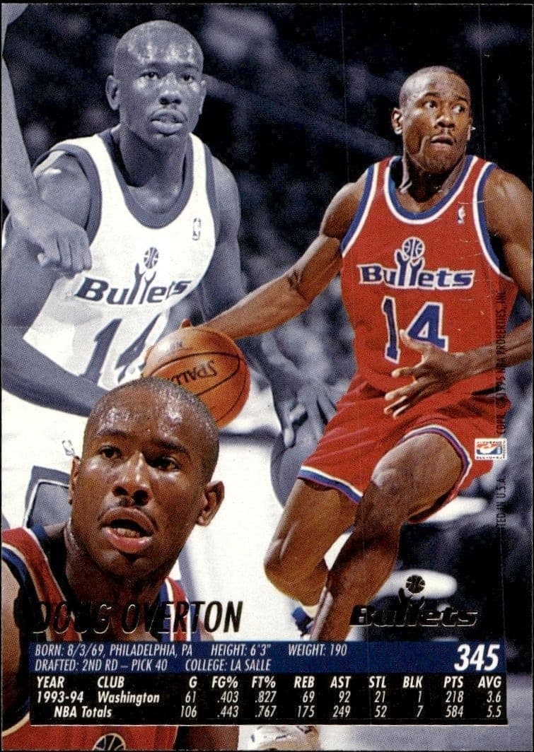 1994-95 Fleer Ultra Doug Overton #345 basketball trading card back