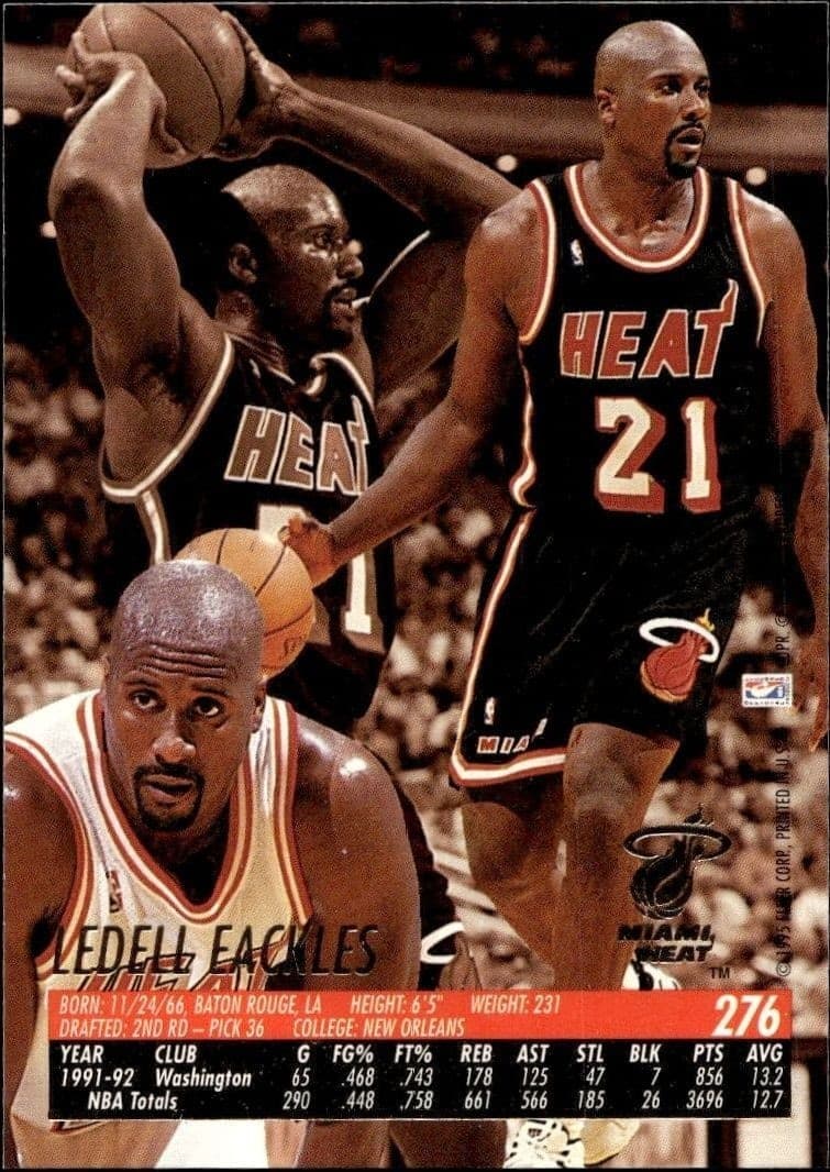 1994-95 Fleer Ultra Ledell Eackles #276 basketball trading card back