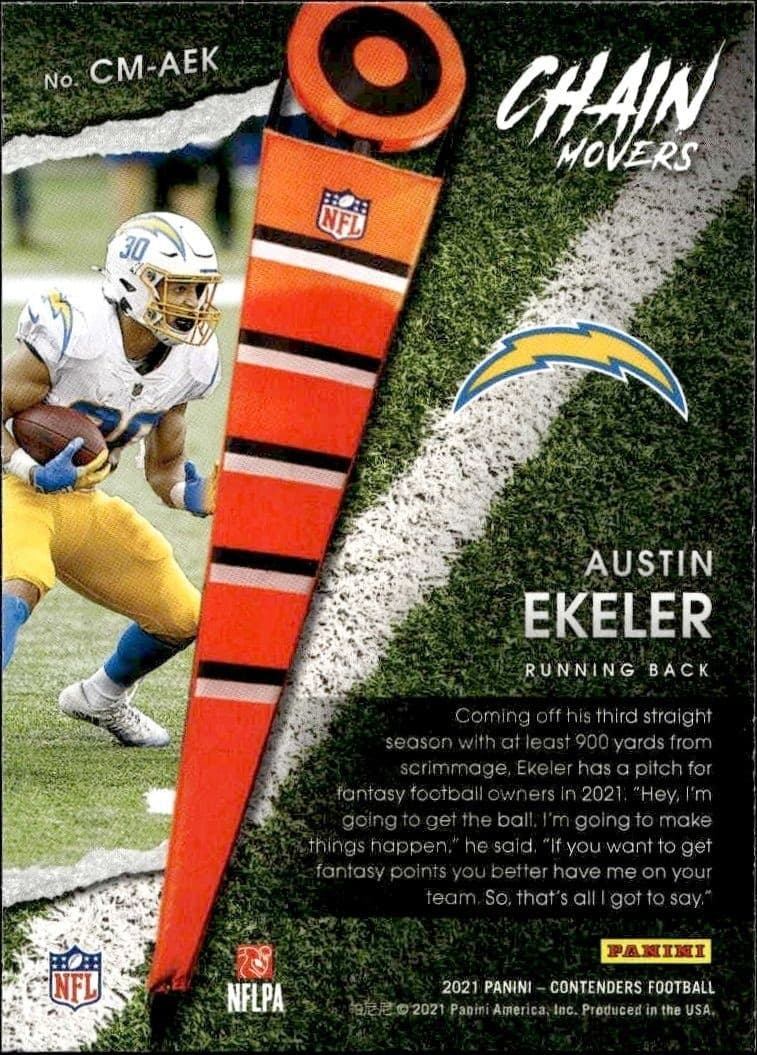 2021 Panini Contenders Austin Ekeler #CM-AEK football trading card back