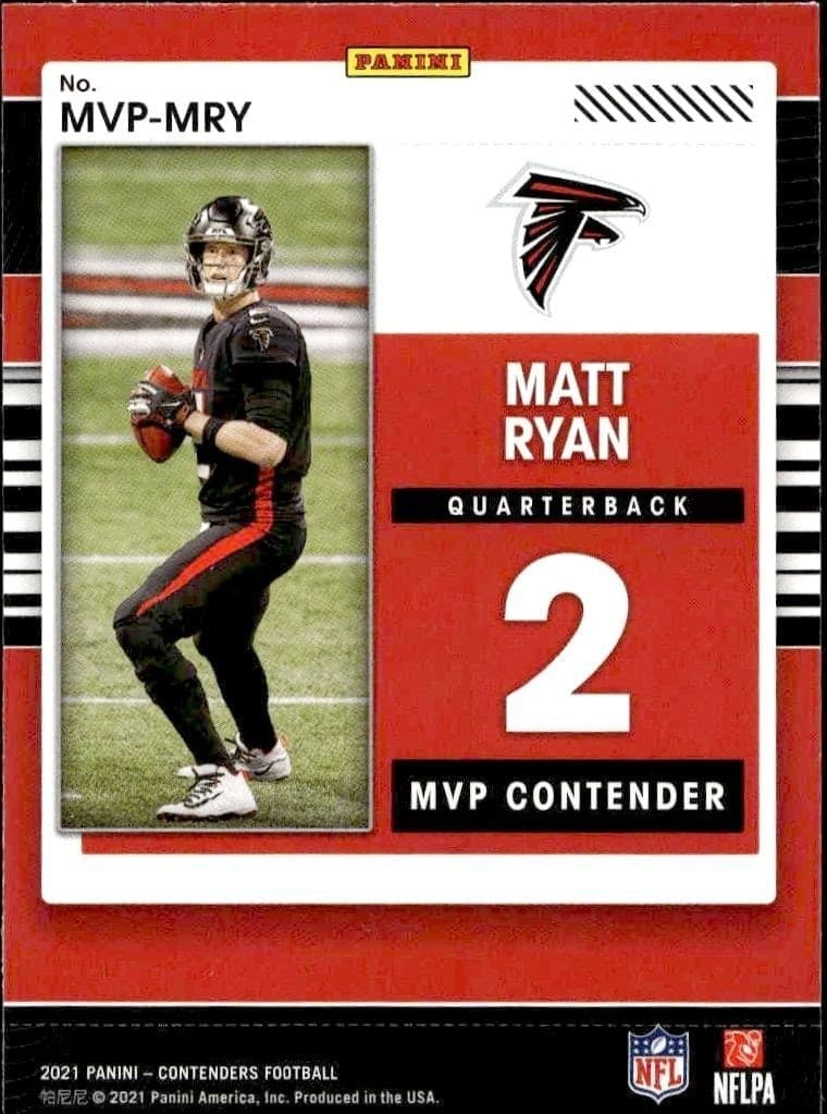 2021 Panini Contenders Matt Ryan #MVP-MRY football trading card back