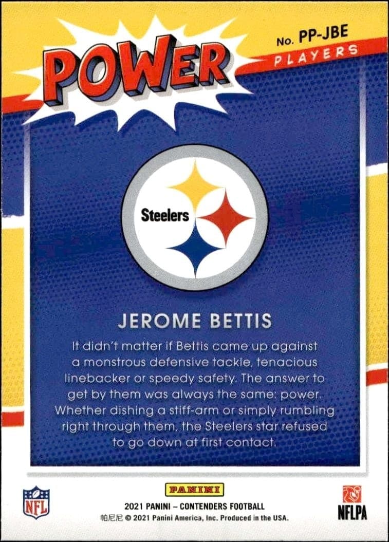 2021 Panini Contenders Jerome Bettis #PP-JBE football trading card back