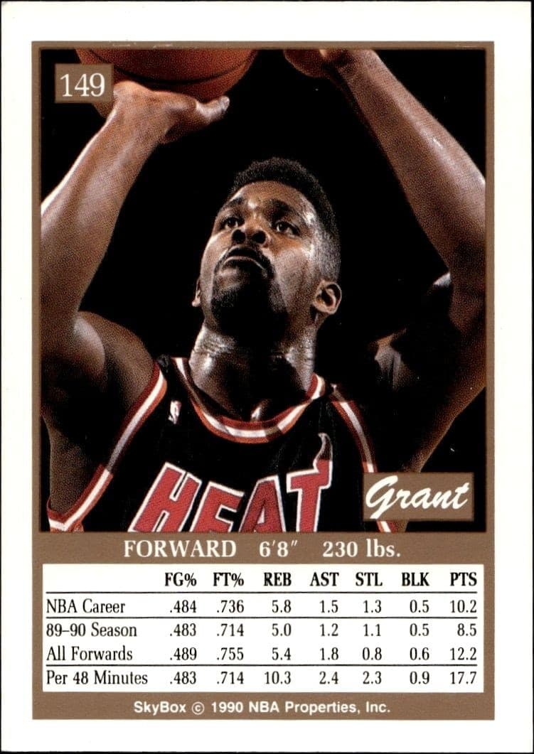 1990-91 Skybox Grant Long #149 basketball trading card back