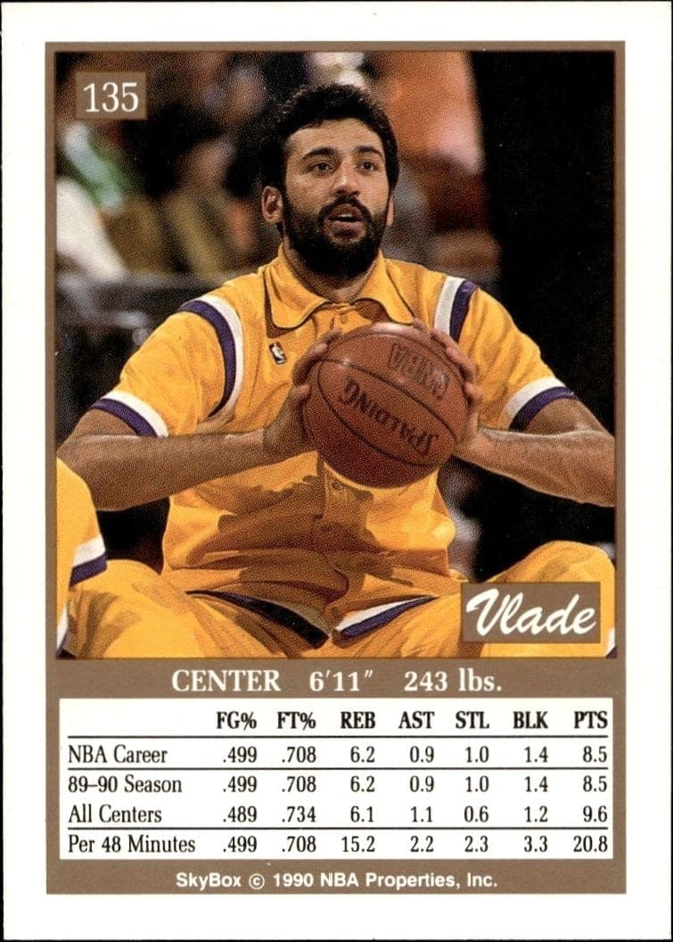1990-91 Skybox Vlade Divac #135 basketball trading card back