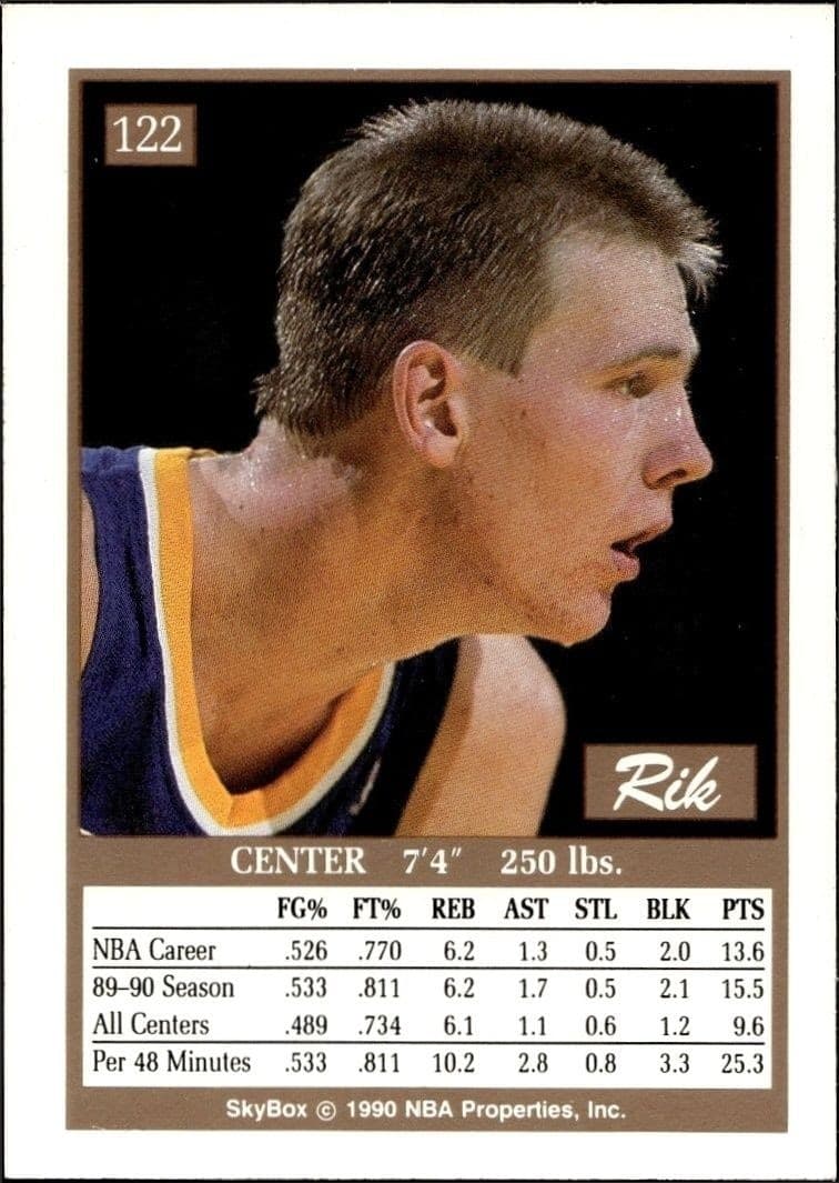 1990-91 Skybox Rik Smits #122 basketball trading card back