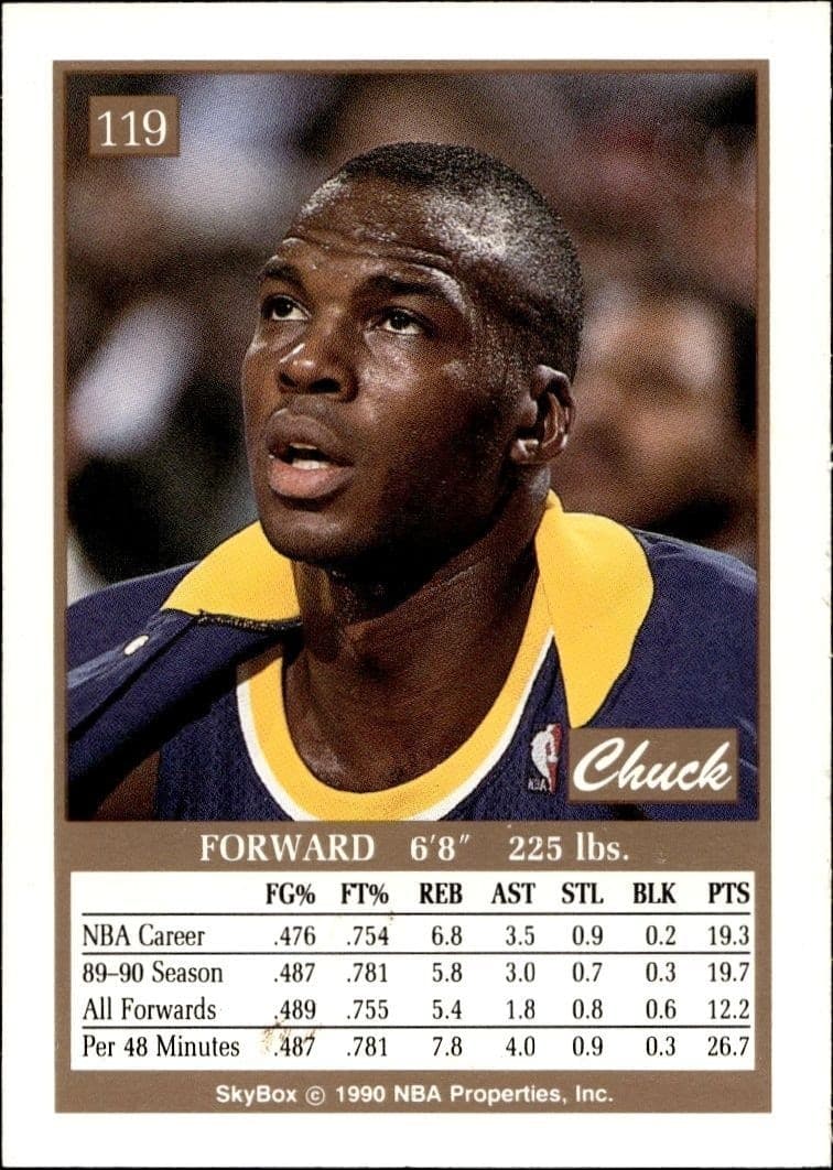 1990-91 Skybox Chuck Person #119 basketball trading card back