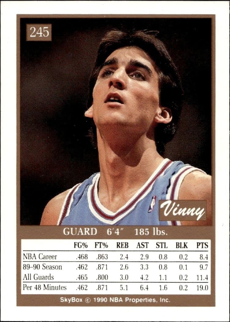 1990-91 Skybox Vinny Del Negro #245 basketball trading card back